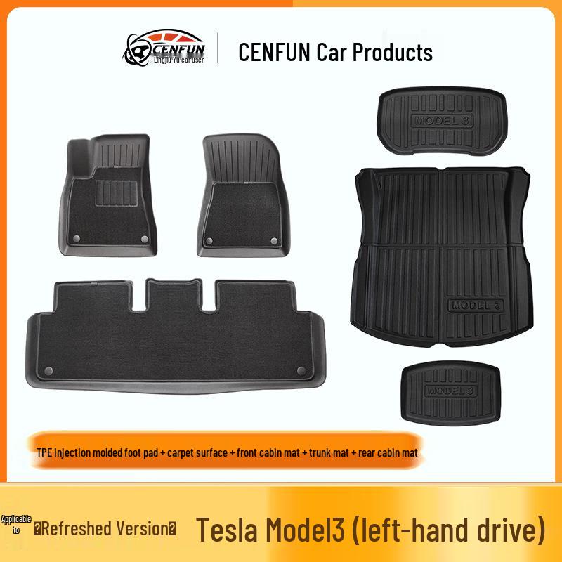 Tesla Model Y/3 Refresh Floor Mats & Trunk Storage - TPE Molded Carpets