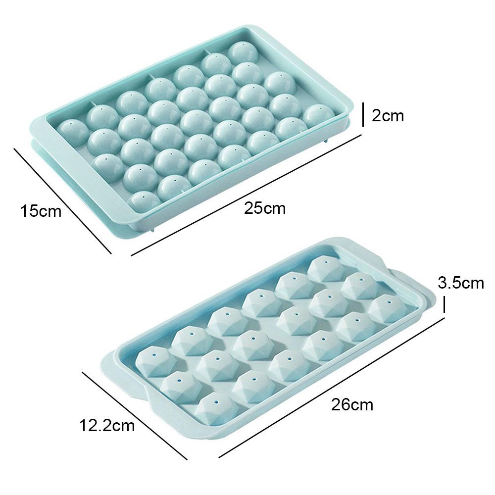 Silicone World DIY Ice Hockey Mold Round Diamond Shaped Ice Cube Molds With Lid Plastic Ice Making Box Ice Tray Kitchen Tools