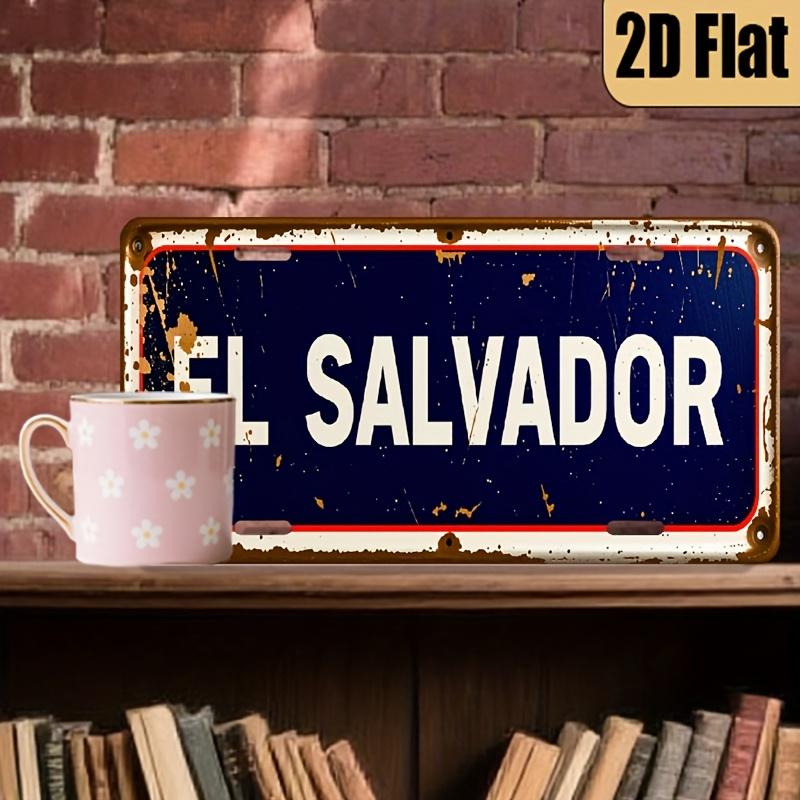 Pc Vintage ChileThemed Santiago License Plate  El Salvador Design Retro Metal Car Tag for Office Cave Decor
