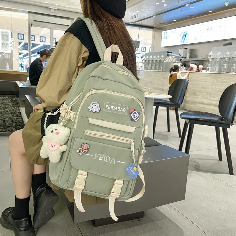 Schoolbag new schoolbag female junior high school Korean version large capacity double backpack primary school students third to sixth grade cute