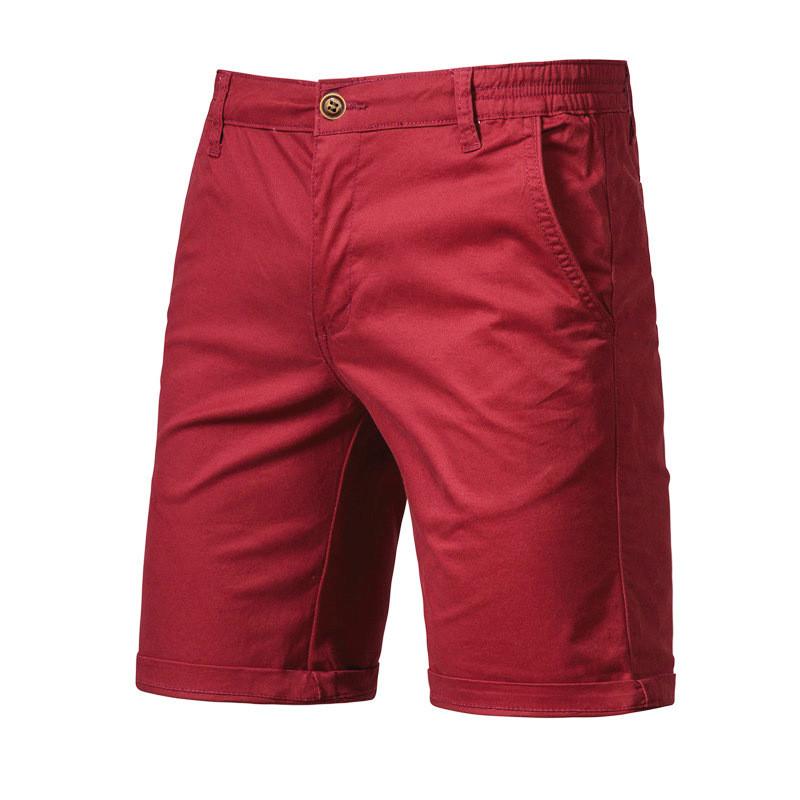Summer Men's Shorts Straight Fit Knee-Length Short Suit Pant Solid Black Khaki Clothing Student Thin Colors Casual Shorts Man