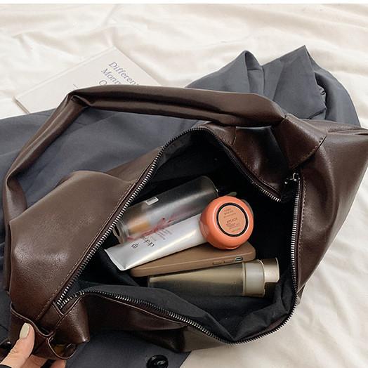 IELGY Korean Style Large-Capacity Retro Soft Leather Pleated Dumpling Bag Lazy Style Casual All-Match One-Shoulder Under