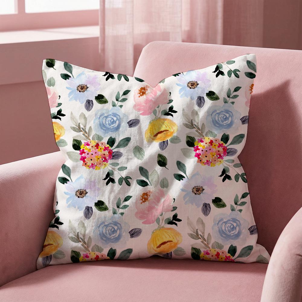 Spring Flower Print Cushion Cover Multi-Scene Pillow Cover for Home & Car - Reversible, Soft & Durable for Daily Use