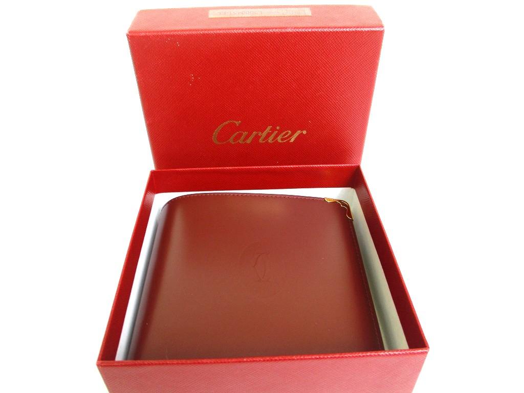 Authentic Cartier Must de Cartier Bordeaux Leather Bifold Wallet Purse #a944  Refurbished