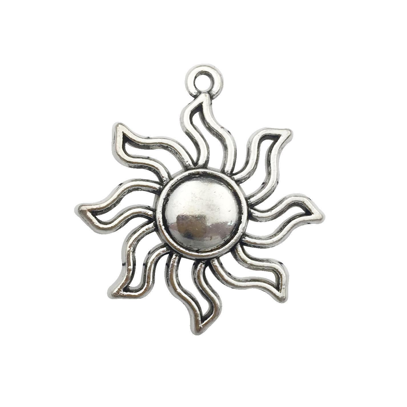 

DIY ретро-сплавные ювелирные аксессуары - старинное серебряное ожерелье и браслет с подвеской в виде солнца и луны Sun 8228 31x35mm 3.2g