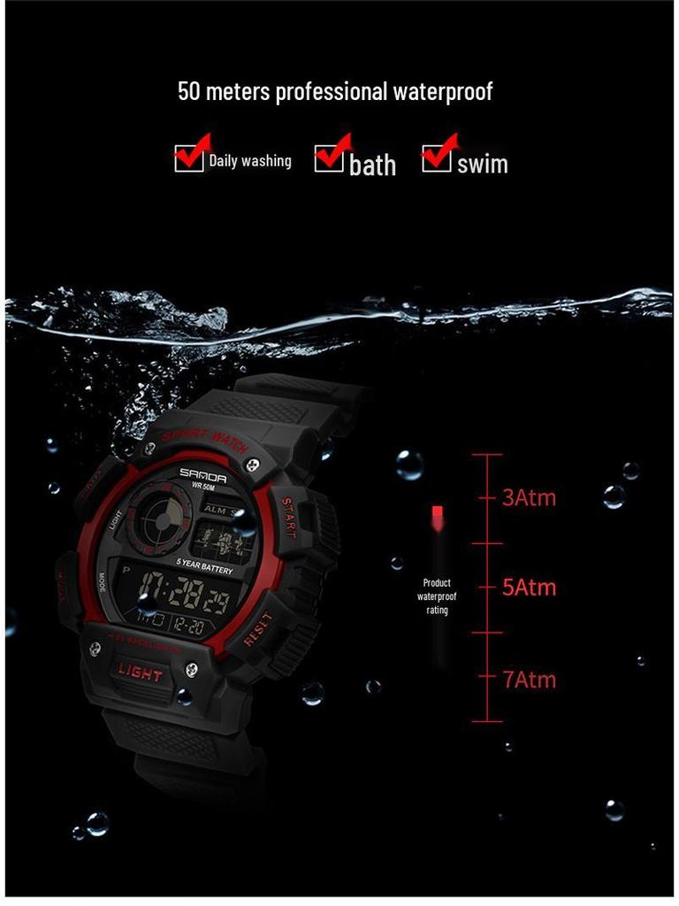 Sanda Men's & Women's Multifunction Waterproof Shockproof Watch with Alarm