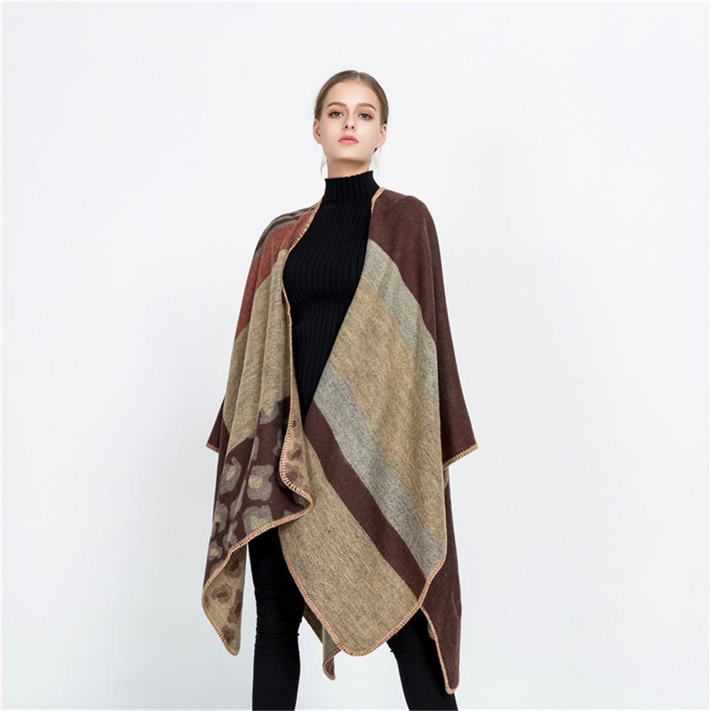 Women Winter Thick Leopard Stripe Cashmere Scarf  Shawl Wrap Cover Coat