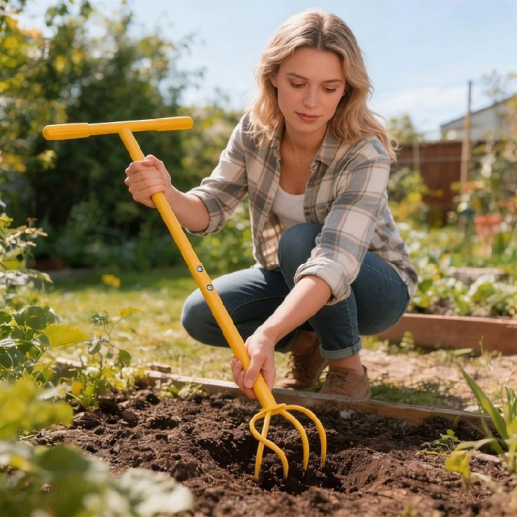 Multipurpose Yellow Gardening Tool constructed Of Carbon Steel For Home Planting Use