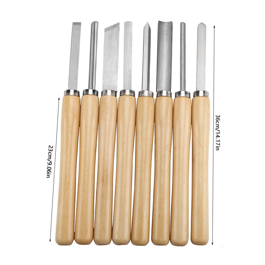 8pcs Wood Lathe Chisel Set, Woodworking Turning Tools Gouge Skew Parting, with Wood Handle and Steel , for Carpenters Carvers Artists