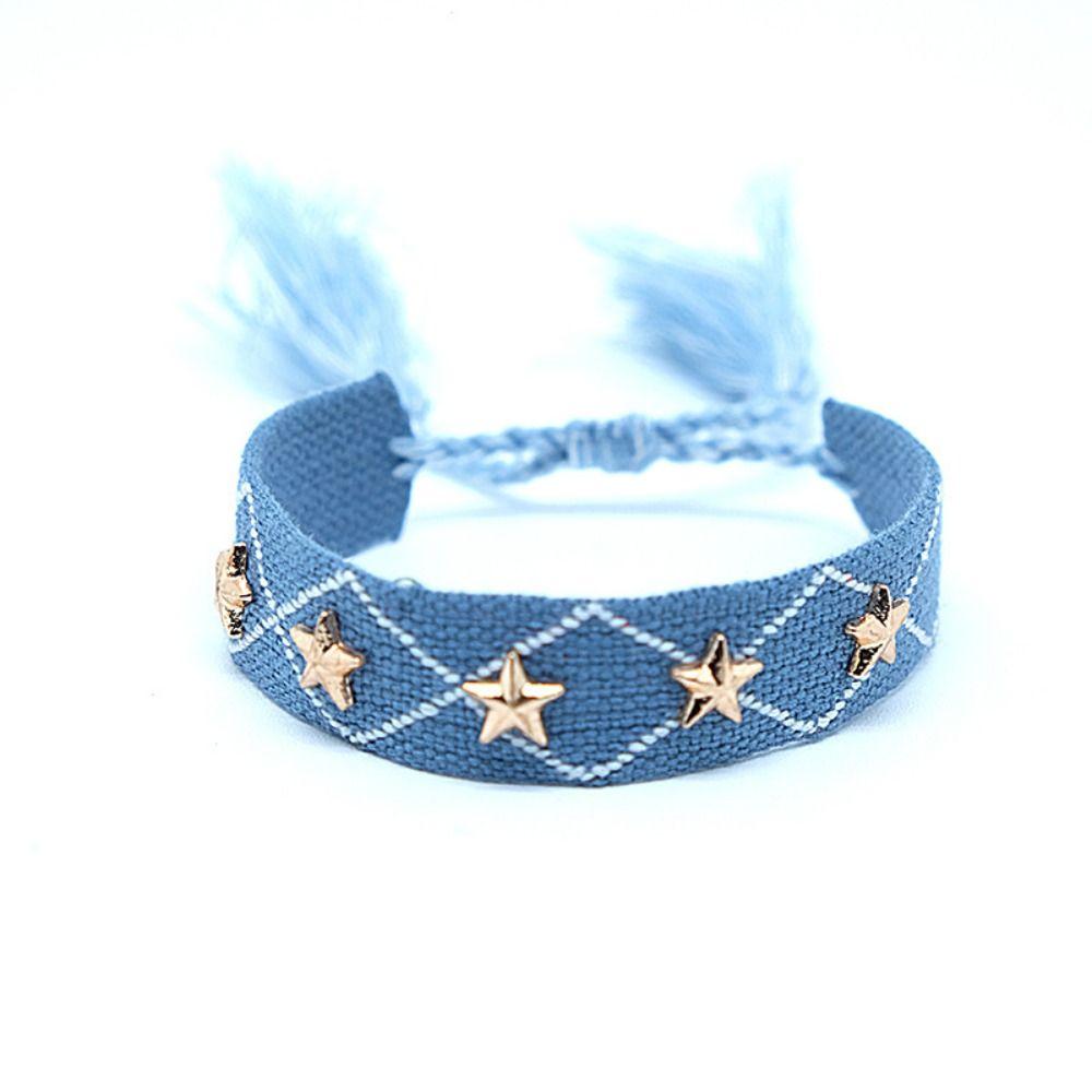 Polyester Handcrafted Bracelet Star/Heart Accent Woven Bracelet Popular Bohemian Wristband