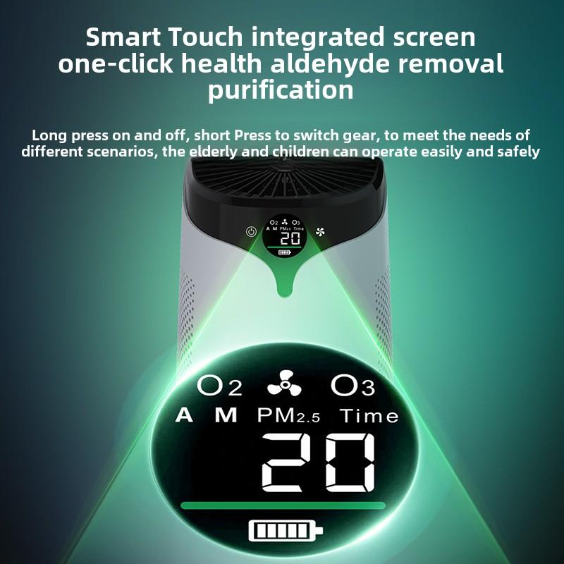 Intelligenter Luftreiniger für Zuhause, Ozon-Luftreiniger mit HEPA-Filter, entfernt Formaldehyd, Rauch, Gerüche, Tierhaare, Desktop-Luftreiniger