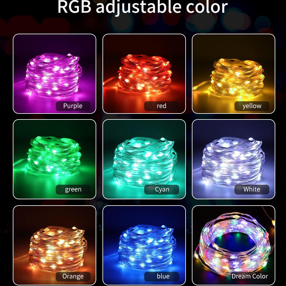 Bluetooth RGB Color-Changing Leather String Lights for Christmas, Outdoor, & Camping
