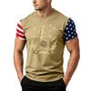 Men's Loose Fit Short Sleeve T Shirt Summer Casual Daily Wear Patriotic Flag Print Tee for Father Day and Independence Day