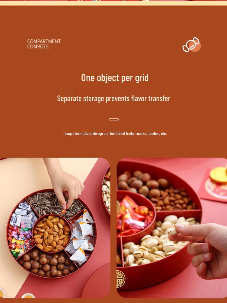 2025 New Year Chinese Style Snack Plate: Multi-layer Fruit, Candy & Nut Display for Coffee Table & Living Room.