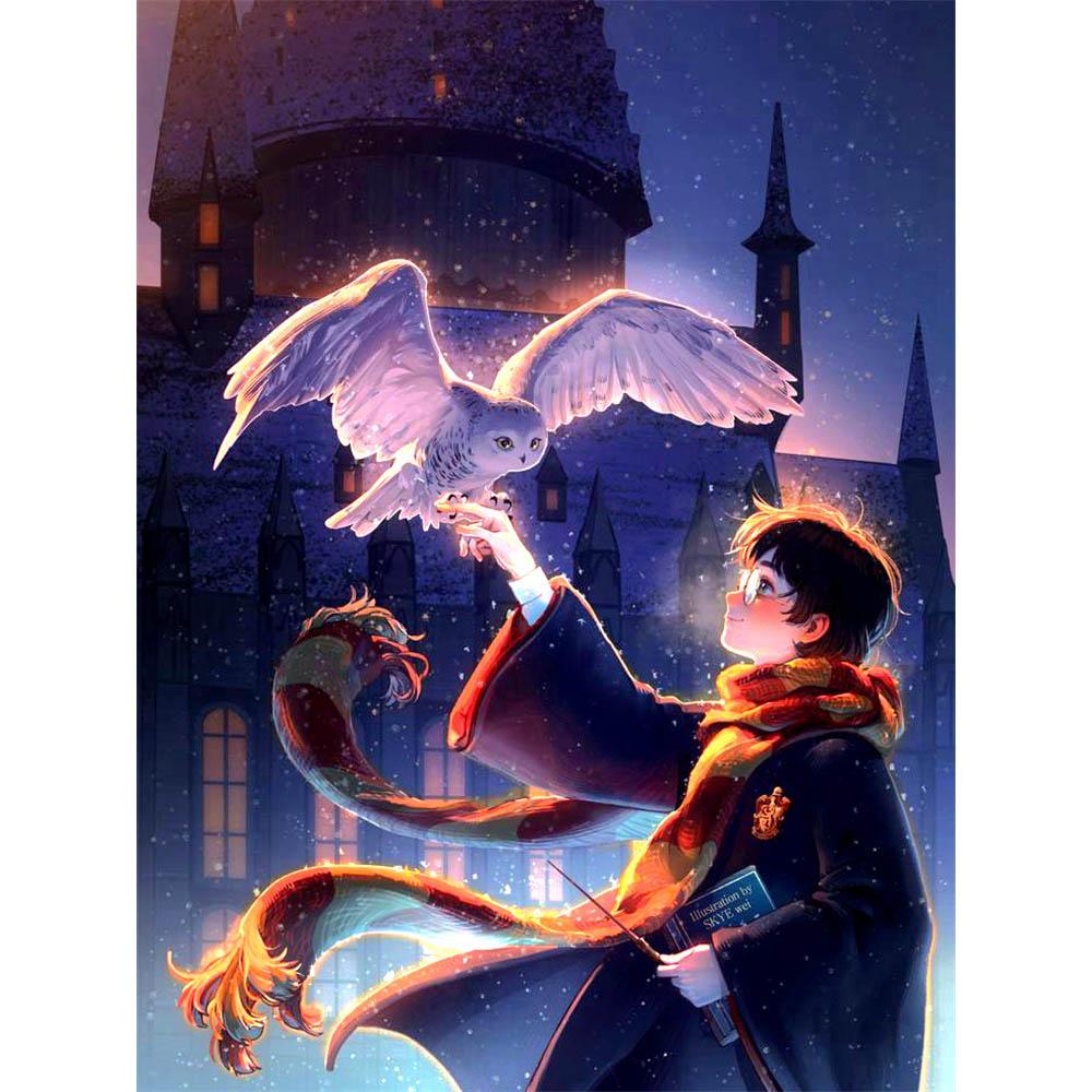 Uroczy Kreskówkowy Harry Potter 5D Pełny Diamentowy Obraz Artystyczny Magiczna Sowa Zamek Mozaika Haft Krzyżykowy DIY Ręcznie Robiony Prezent Wystrój Domu