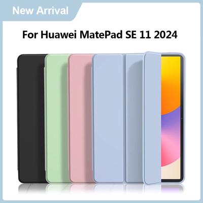 Funda für Huawei MatePad SE 11 2024 Hülle, dreifach gefaltet, PU-Leder, Silikon, Rückseite zum Aufklappen, Standfunktion, für Matepad se 11 Hülle Coque
