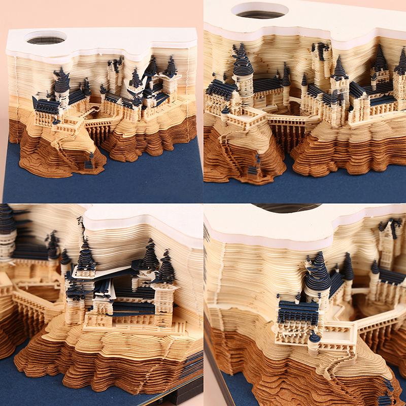 Time Piece Calendar 2026 Desk Calendar With Led Light 3D Tear-Away Calendar Paper Carving Art Memo Pad Notepad Gift Christmas