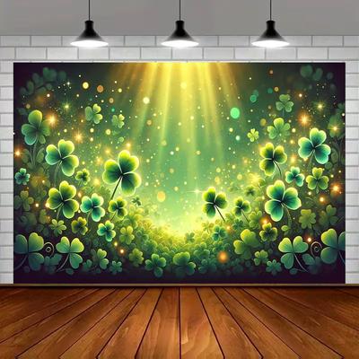 2D Holiday Background Cloth Sparkling Shamrock Banner for St. Patrick's Decor