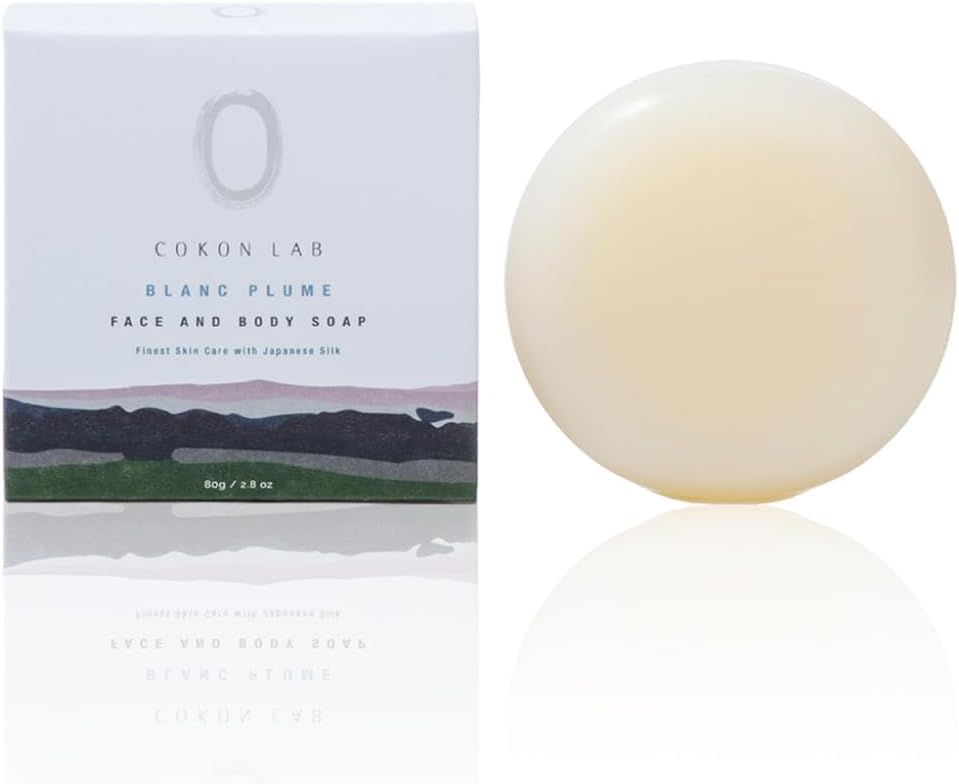 COKON LAB Silk Soap BLANC PLUME FACE BODY Bar Made with Japanese Naturally Fine Texture & SOAP, 80g, Soap, Additive-Free, Silk, Delicate, (Blanc
