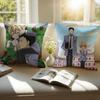 OOuran High School Cushion Cover Pillowcase Antidustmite Invisible Zipper Short Plush Sofa Cushion