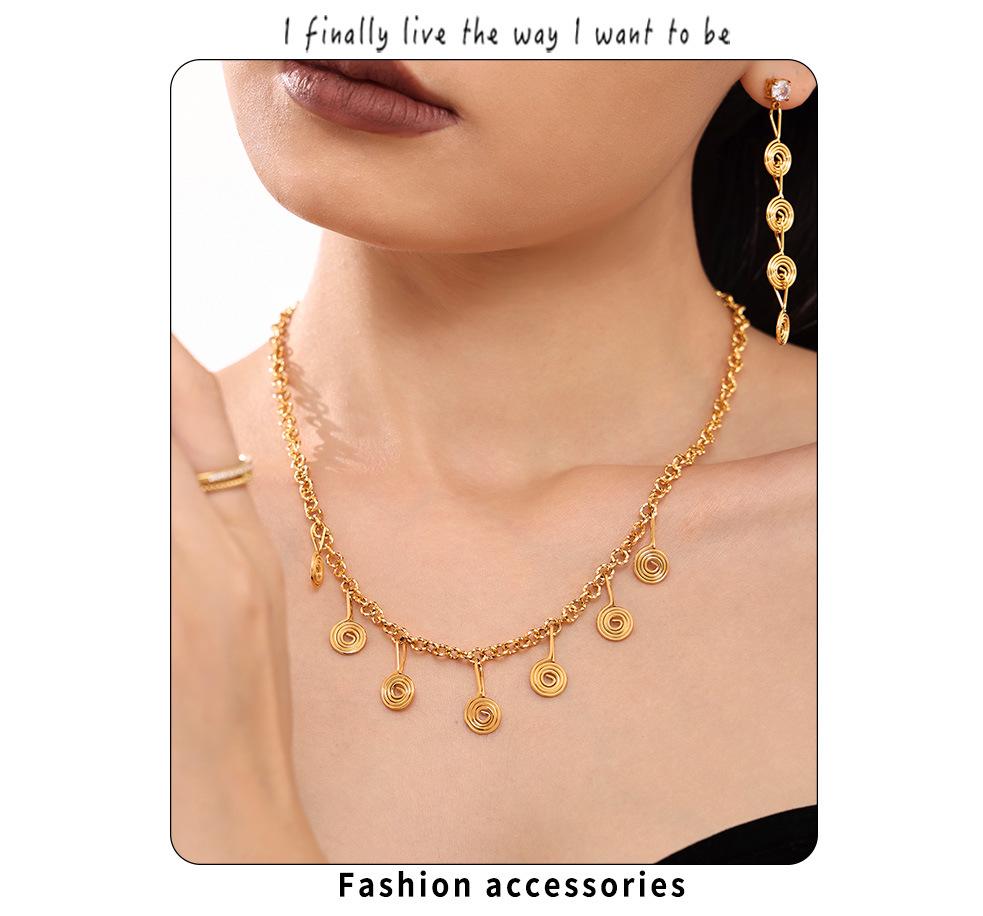 Qiong Yao Stainless Steel Jewelry Set: Mosquito Coil Holder, Tassel Earrings, Necklace, Anklet - New Ins Style for Women