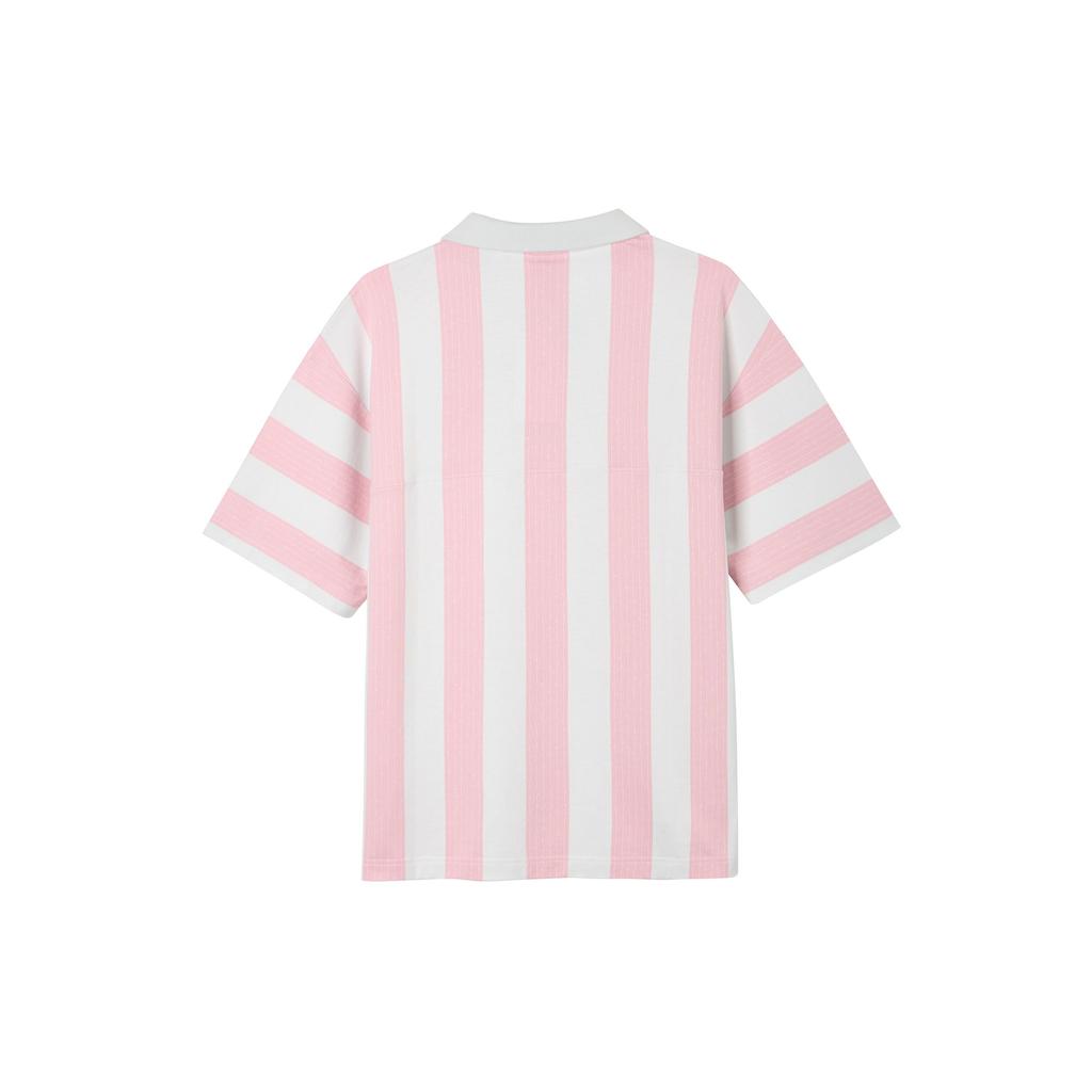 Nike Color Block Stripe Print Casual Short Sleeve Drop Shoulder T-Shirt Women Tops Pink FQ0701-122