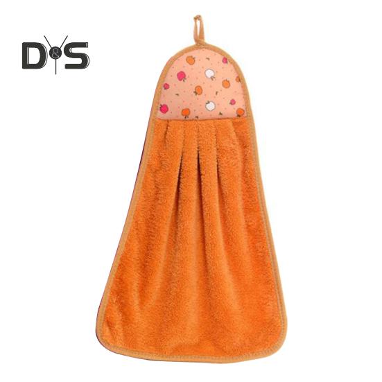 

Полотенце для рук с кольцом для подвешивания, впитывающее кухонное полотенце, многоцелевое коралловое бархатное полотенце для протирки, для уборки дома, ванной комнаты оранжевый