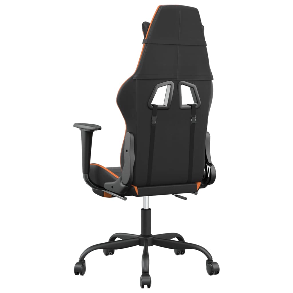 Gaming Chair with Massage Function and Footrest Black & Orange Faux Leather