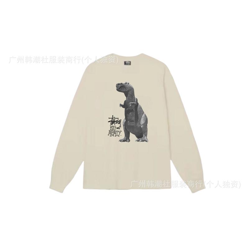 3. Cross-border Stuart long-sleeved printed t-shirt American trendy cylindrical cloth casual loose men and women the same style