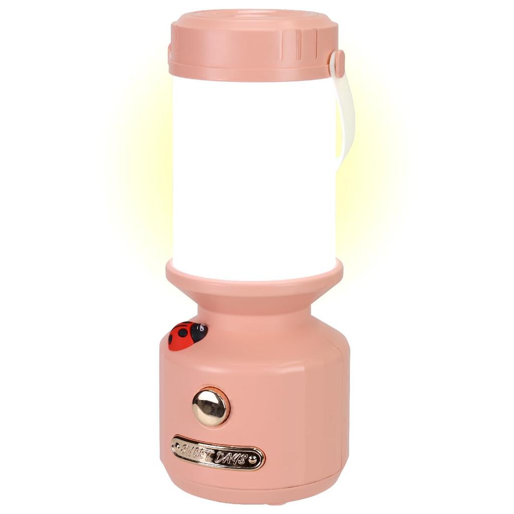 VALIS Rechargeable LED Lantern, Stylish and Cute, Perfect for Camping, Outdoors, and Interior Use, USB Light (Pink)