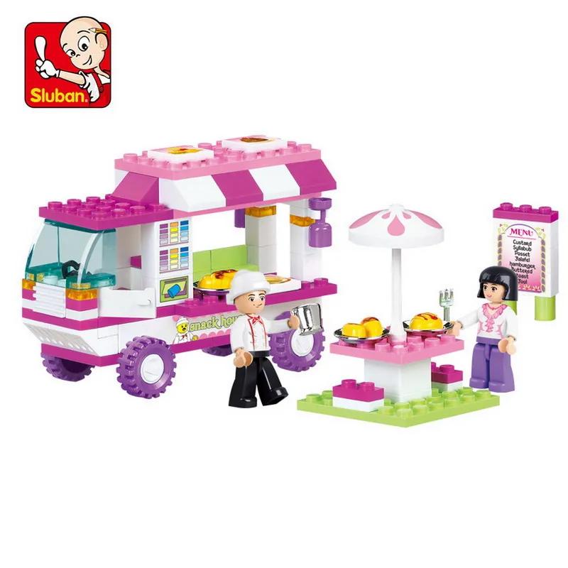 2 IN 1 SLUBAN Girl Royal Carriage Wagon Model Building Blocks Enlighten Action Figure Toys For Children