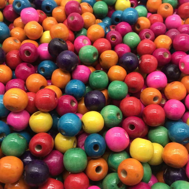 Экологичные круглые деревянные бусины разных цветов