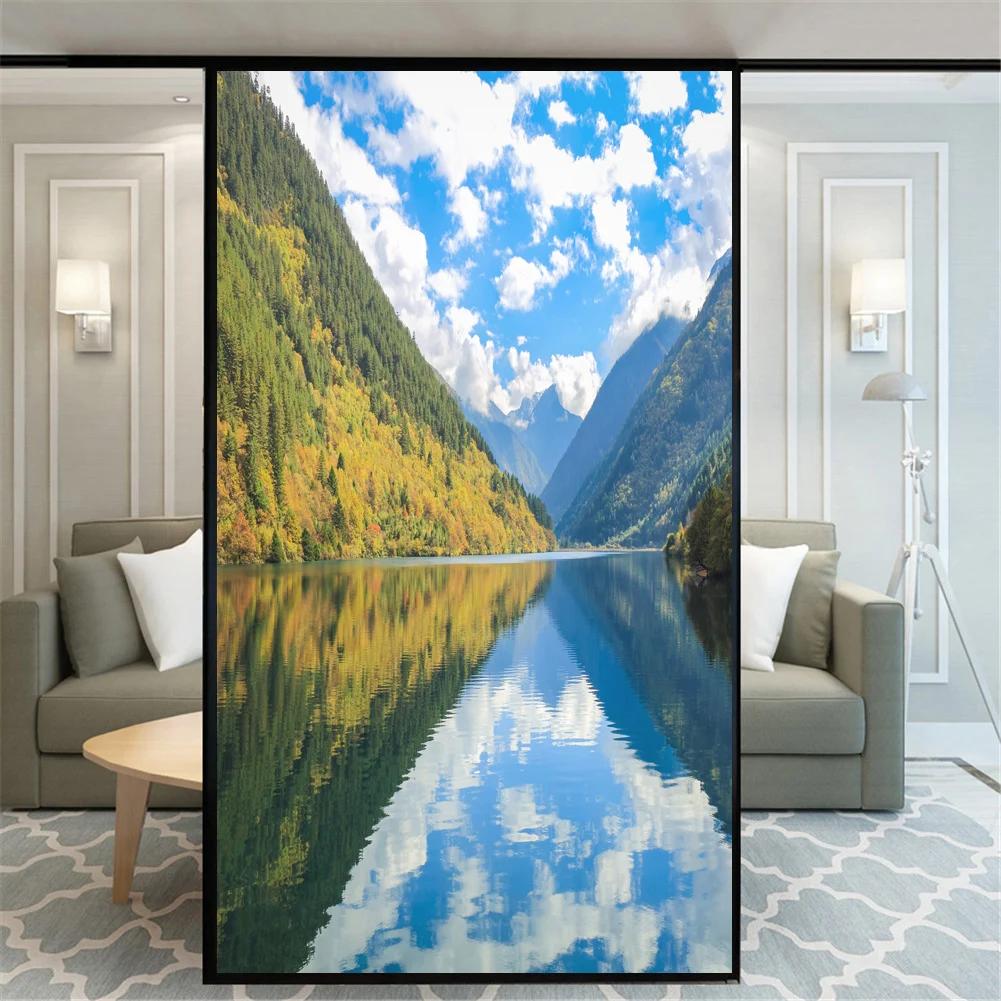 

Static Cling Privacy Window Film Decorative Beautiful Scenery Window Treatments Window Sticker (as the picture,40x60cm WxH)