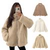Women's Fleece Jacket Oversized Zip Up Stand Collar Fuzzy Sherpa Coat with Pockets Casual Winter Fall Outerwear