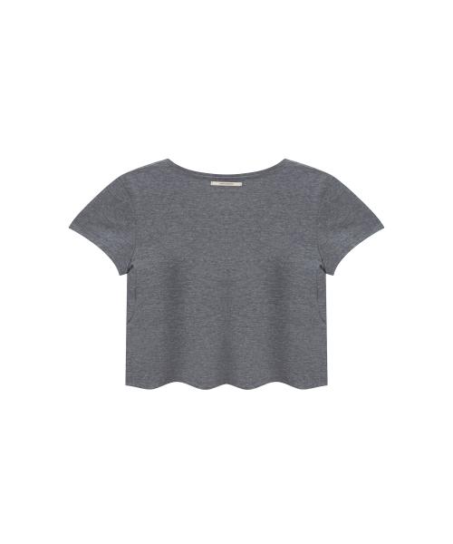 Onyueooun Curved Line Raw Edge Tee (Charcoal)