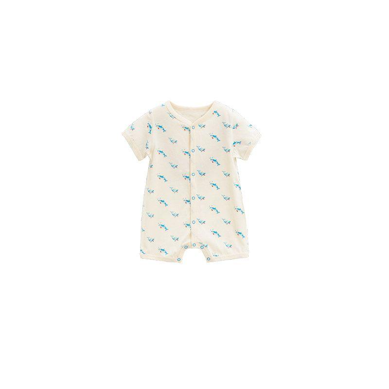Whitewheat Infant Summer New Clothes Male and Female Baby Pure Cotton Jumpsuit Going out Rompers Romper Rice White 66