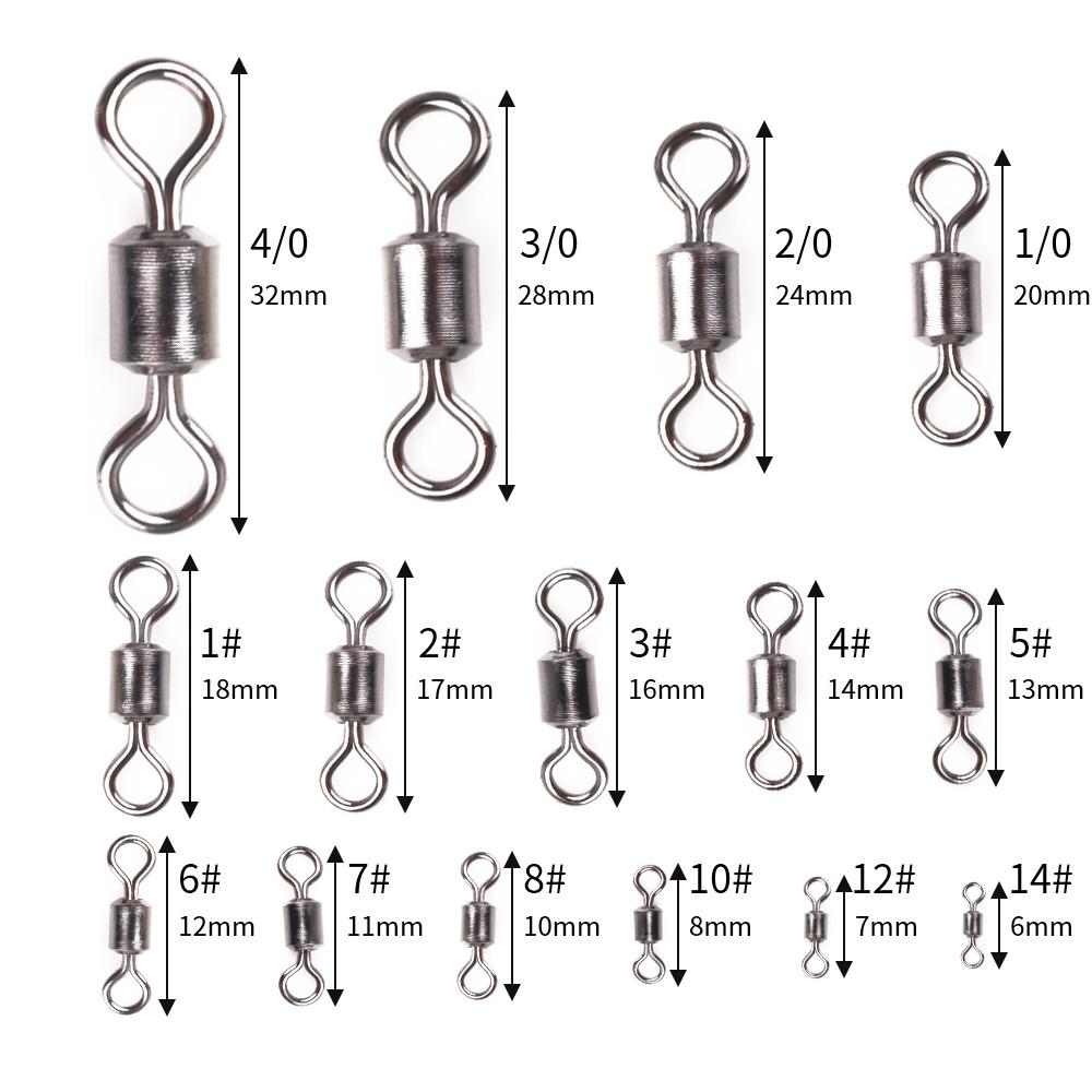 Stainless Steel Ring Swivel Connector Fishing Rolling Swivel Fishing Gear Ball Bearing Barrel