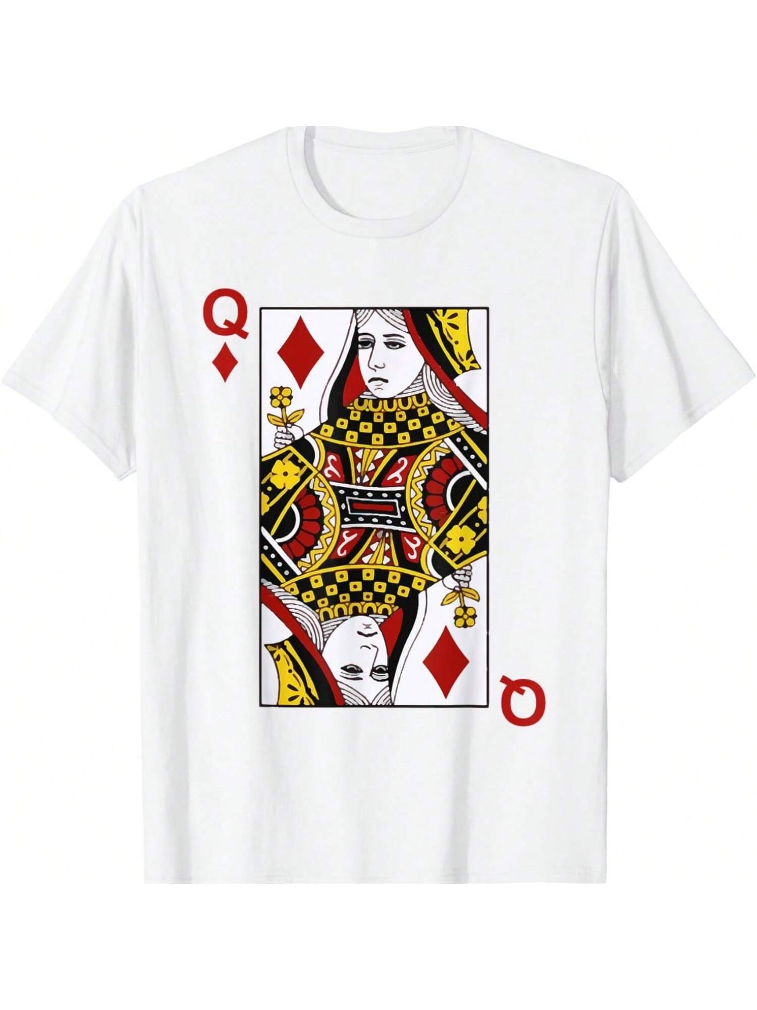 

Camiseta de algodón para mujer _Reina de Diamantes_, impresión premium en algodón puro, duradera y de larga duración, moda casual XXXXXL чёрный