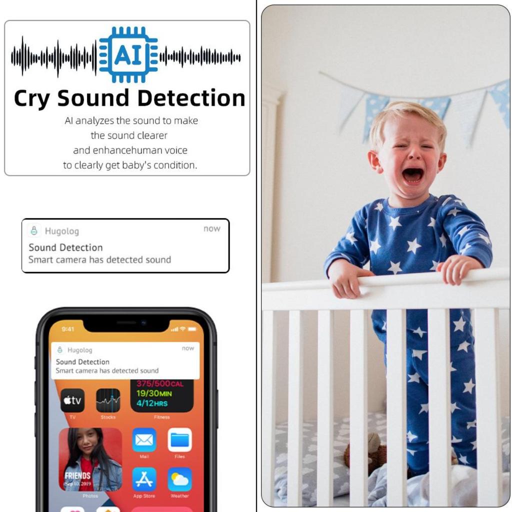 Telecamera Wi-Fi PTZ da 3 MP Videochiamata con Schermo IPS da 2,8 Pollici Rilevamento del Pianto del Bambino Telecamera IP di Sicurezza Monitor per Bambini e Animali Domestici iCSee Smart Hom