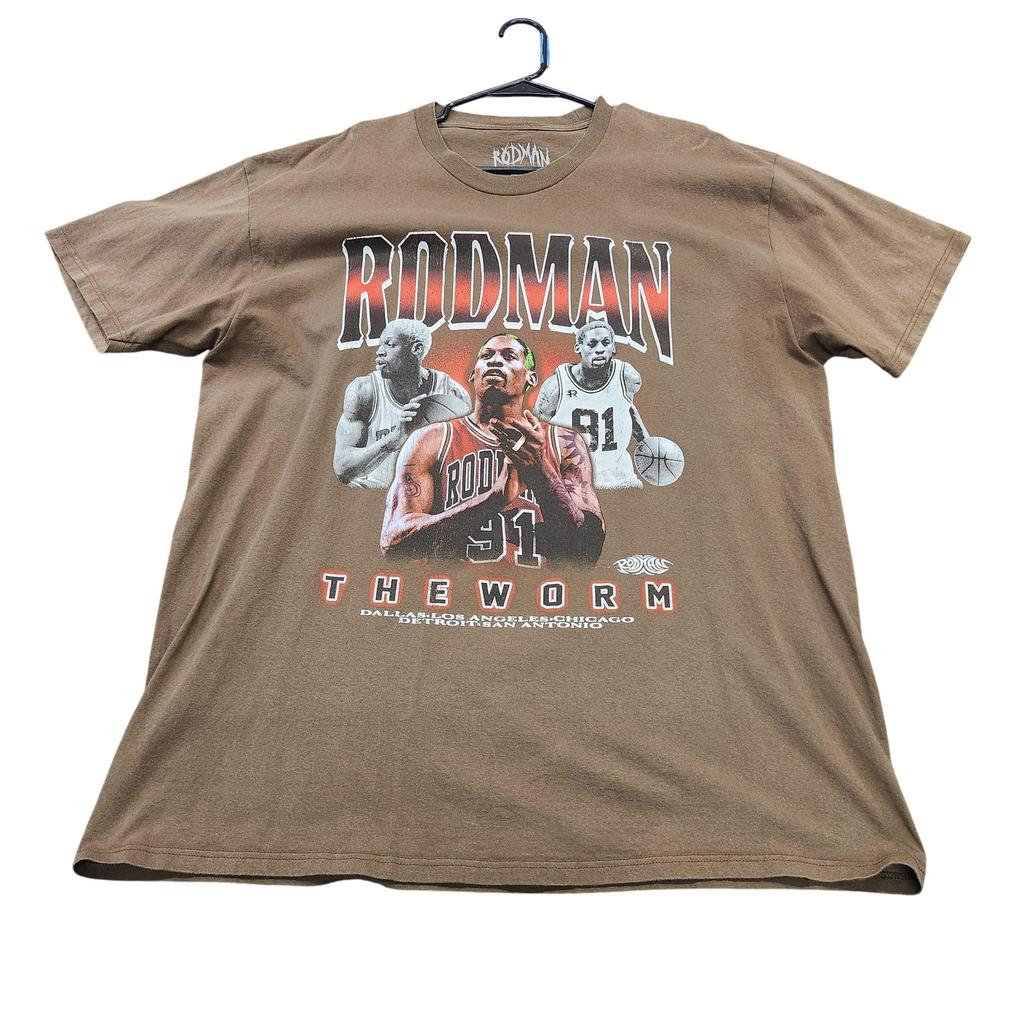 Rodman Apparel Shirt Mens 2XL Brown Dennis Rodman The Worm Graphic Tee NBA Unisex T-Shirt