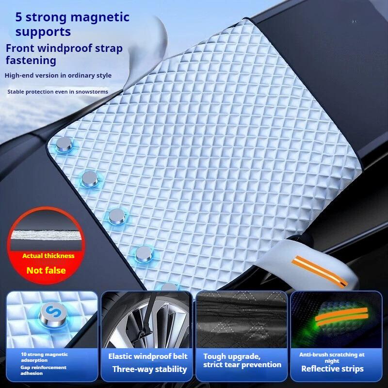 Sunshade Cover Car Windshield Snow Sun Shade Waterproof Protector Automobile Magnetic Cover Car Front Windscreen Cover Parts