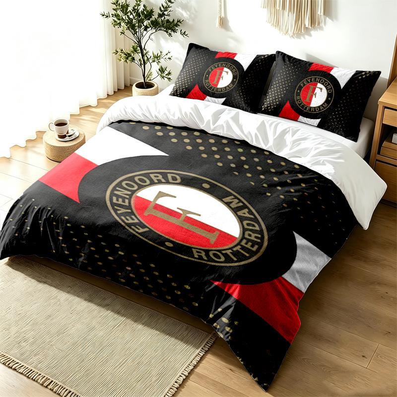 Feyenoord Rotterdam Juego de Funda Nórdica de 3 Piezas Sencillo Moderno Resistente a las Arrugas Tejido Suave Uso en Todas las Estaciones un Regalo Perfecto