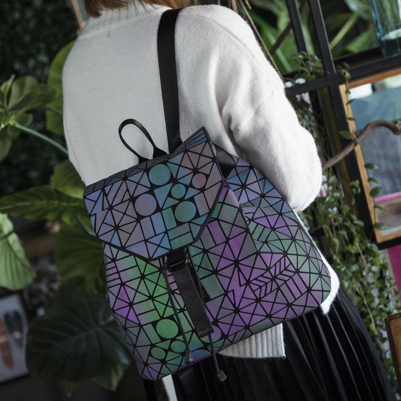 

Рюкзак с пайетками в виде геометрической решетки премиального качества, большой модный школьный рюкзак GreenPurple
