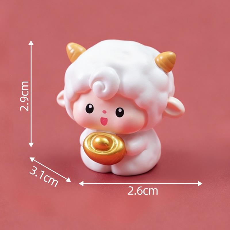1/6Pcs Zodiac Goat Cartoon Sheep Diy Car Decoration 2027 Goat Year Miniature Ornaments Spring Festival Office Desktop Decor