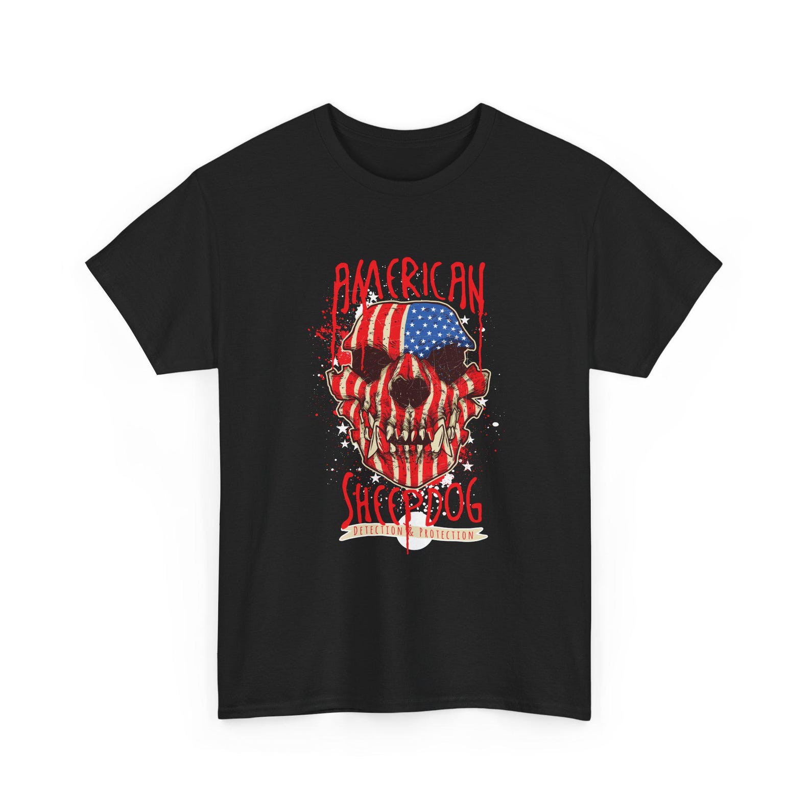 American Flag Skull Tee | American Sheepdog Graphic Tee, Streetwear Skull, Rocker T-Shirt M