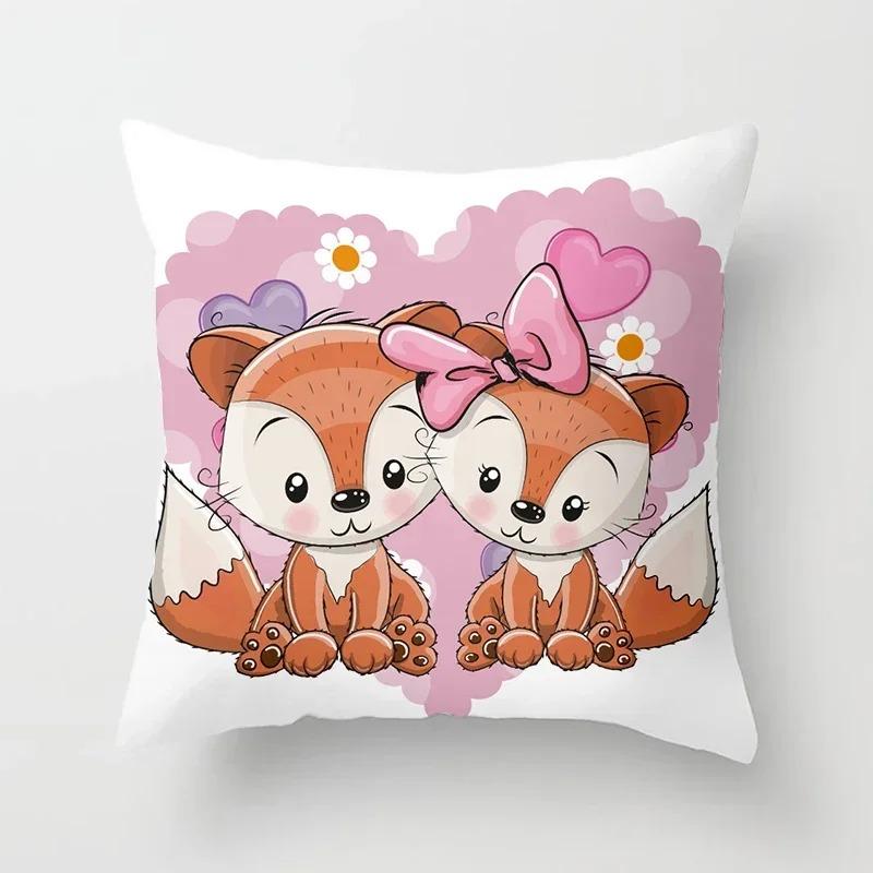 Cartoon Fuchs Tierdruck Kissen Kissenbezug Dekokissenbezug