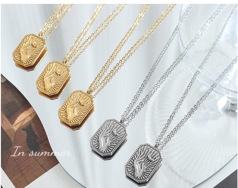 European Style Titanium Steel Moon Hand Gesture Pendant Necklace