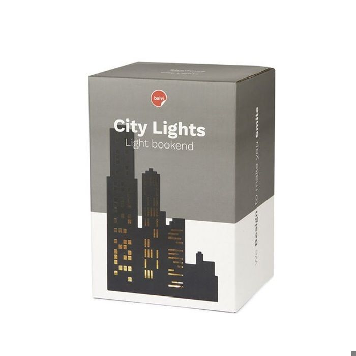 Serre-livres - Balvi - City Lights - Noir - Métal - Éclairé Avec 10 LED