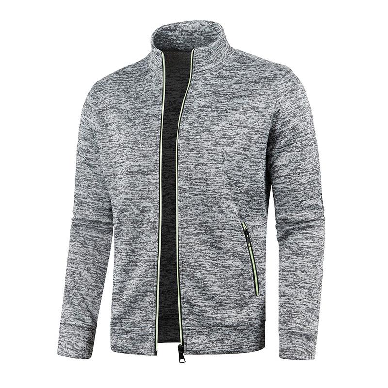 Herbst Winter Neu Einfarbig Langarm Strickjacke Herren Lässig Locker Bequem Reißverschluss Taschen Alleskönner Oberbekleidung