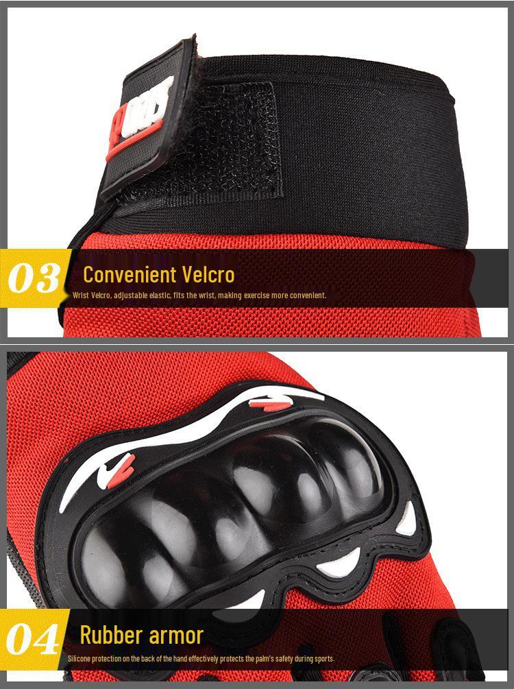 Breathable Hard Shell Full Finger Motorcycle Gloves with Touchscreen & Sun Protection, Includes Face Mask for Cycling - Spring/Summer/Autumn